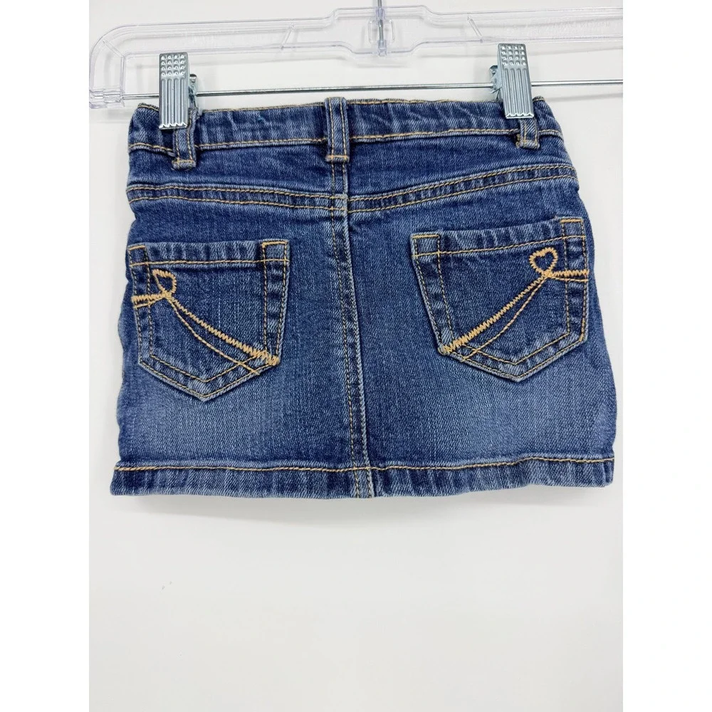 The Children's Place Girls 3T Blue Denim Stretch Mini Skirt Heart Rainbow